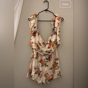 Floral off the shoulder romper